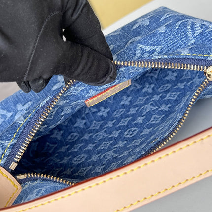 LV 25S HILLS POCHETTE 20 IN BLUE MONOGRAM DENIM CALFSKIN LEATHER STRAP