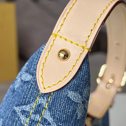 LV 25S HILLS POCHETTE 20 IN BLUE MONOGRAM DENIM CALFSKIN LEATHER STRAP