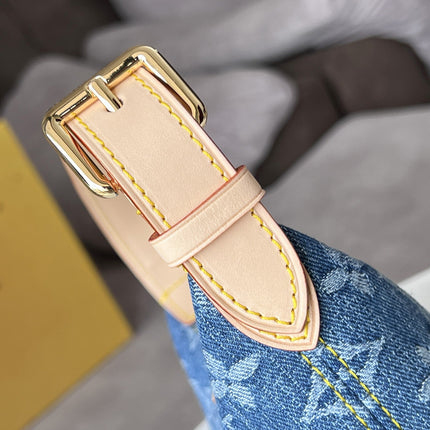 LV 25S HILLS POCHETTE 20 IN BLUE MONOGRAM DENIM CALFSKIN LEATHER STRAP