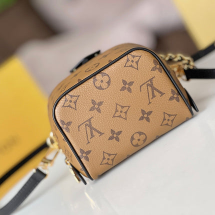 LV 25S JUST IN CASE 14 IN BROWN MONOGRAM CANVAS LEATHER TRIM BLACK