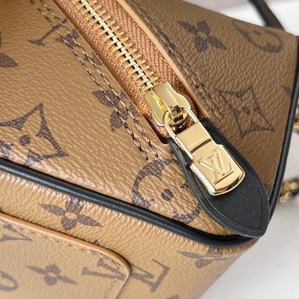 LV 25S JUST IN CASE 14 IN BROWN MONOGRAM CANVAS LEATHER TRIM BLACK