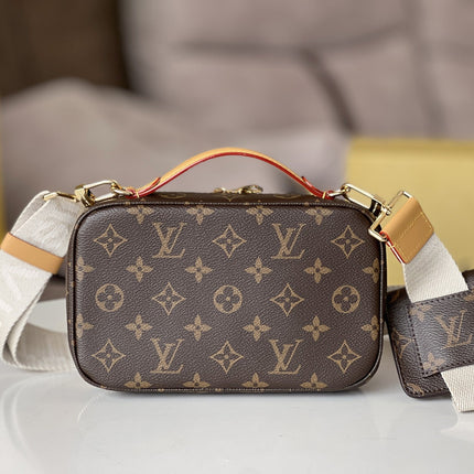 LV 25S UTILITY CROSSBODY HANDBAG 18 IN BROWN MONOGRAM CANVAS GOLD HARDWARE