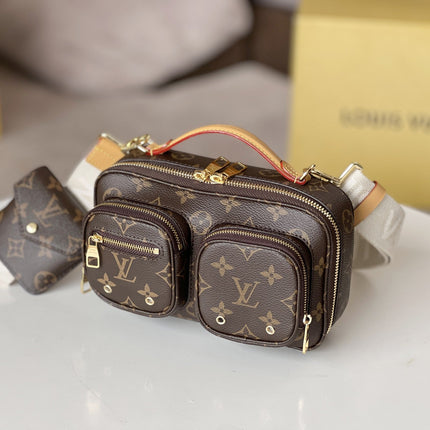 LV 25S UTILITY CROSSBODY HANDBAG 18 IN BROWN MONOGRAM CANVAS GOLD HARDWARE