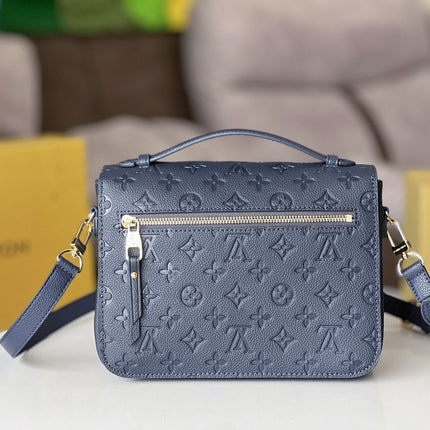 LV 25S POCHETTE METIS 25 IN DARK BLUE MONOGRAM COATED CANVAS GOLD HARDWARE