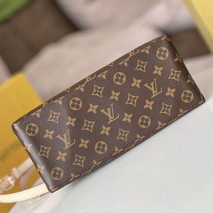 LV 25S PETIT PALAIS 29 IN BROWN MONOGRAM CANVAS AND CALFSKIN GOLD HARDWARE