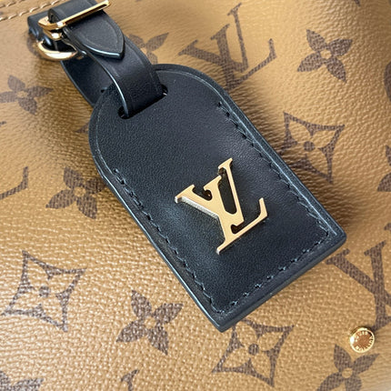 LV 25S ATLANTIS BB 17 IN CARAMEL BEIGE MONOGRAM COATED CANVAS LEATHER TRIM BLACK