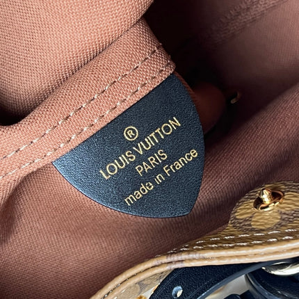 LV 25S ATLANTIS BB 17 IN CARAMEL BEIGE MONOGRAM COATED CANVAS LEATHER TRIM BLACK