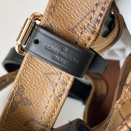 LV 25S ATLANTIS BB 17 IN CARAMEL BEIGE MONOGRAM COATED CANVAS LEATHER TRIM BLACK