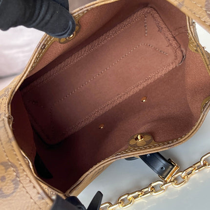 LV 25S ATLANTIS BB 17 IN CARAMEL BEIGE MONOGRAM COATED CANVAS LEATHER TRIM BLACK