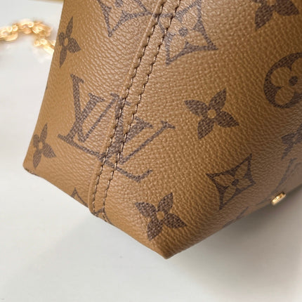 LV 25S ATLANTIS BB 17 IN CARAMEL BEIGE MONOGRAM COATED CANVAS LEATHER TRIM BLACK