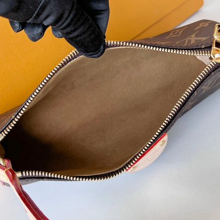 LV 25S POCHETTE TIRETTE 22 IN DARK BROWN MONOGRAM CANVAS GOLD HARDWARE