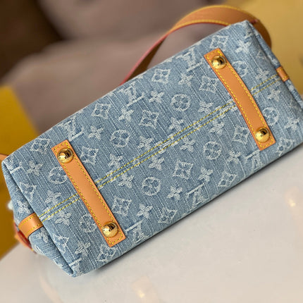 LV 25S CARRYALL 29 IN LIGHT BLUE DENIM MONOGRAM LEATHER TRIM