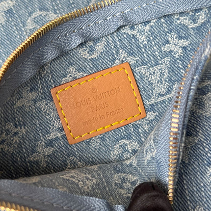 LV 25S CARRYALL 29 IN LIGHT BLUE DENIM MONOGRAM LEATHER TRIM