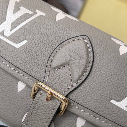 LV 25S MINI NANO DIANE 19 IN TOURTERELLE WHITE MONOGRAM EMPREINTE LEATHER GOLD HARDWARE