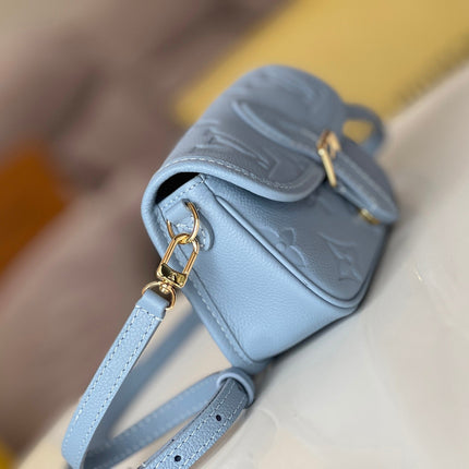 LV 25S MINI NANO DIANE 19 IN BEAU BLUE MONOGRAM EMPREINTE LEATHER GOLD HARDWARE