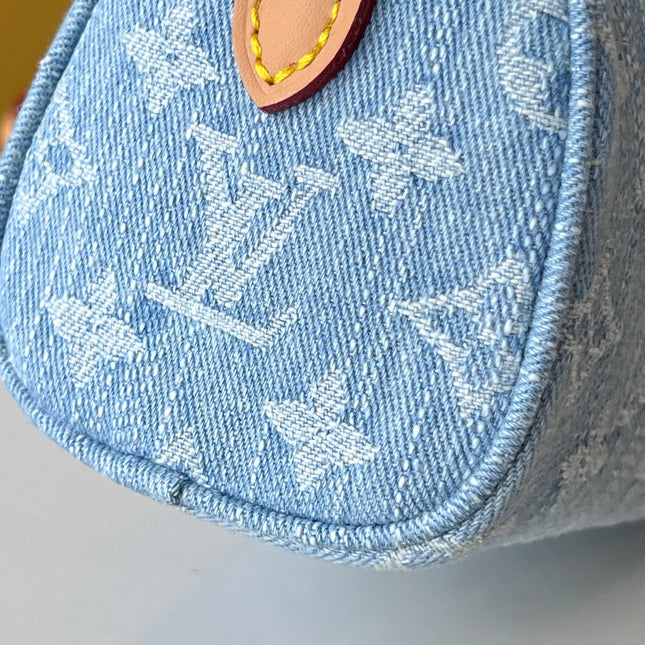 NANO SPEEDY 16 IN LIGHT BLUE MONOGRAM DENIM