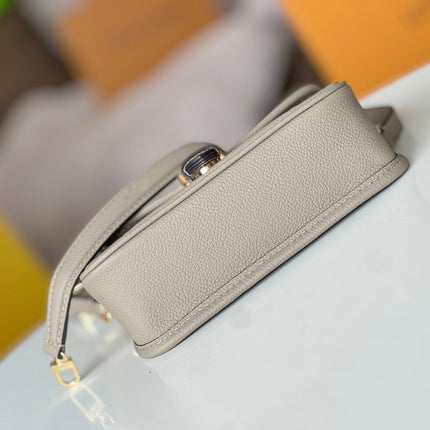 LV 25S MINI NANO DIANE 19 IN TOURTERELLE WHITE MONOGRAM EMPREINTE LEATHER GOLD HARDWARE