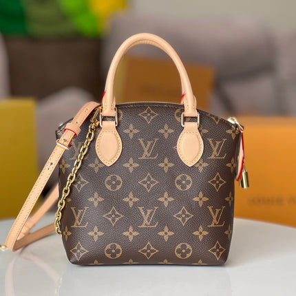 LV 25S LOCKIT BB 19 IN BROWN MONOGRAM COATED CANVAS GOLD HARDWARE