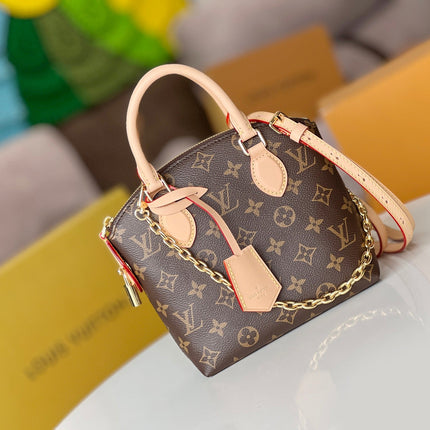 LV 25S LOCKIT BB 19 IN BROWN MONOGRAM COATED CANVAS GOLD HARDWARE