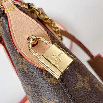 LV 25S LOCKIT BB 19 IN BROWN MONOGRAM COATED CANVAS GOLD HARDWARE