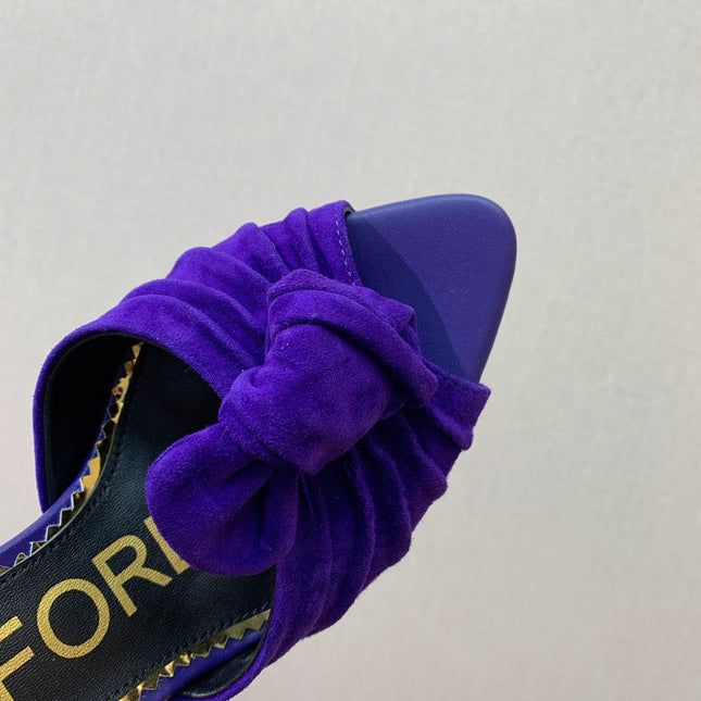 HIGH HEEL MULE 10 CM IN INDIGO PURPLE SUEDE