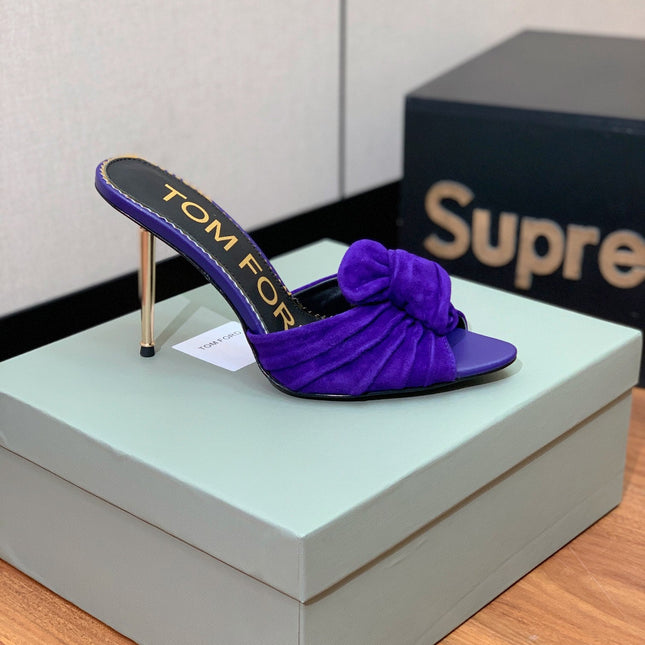 HIGH HEEL MULE 10 CM IN INDIGO PURPLE SUEDE