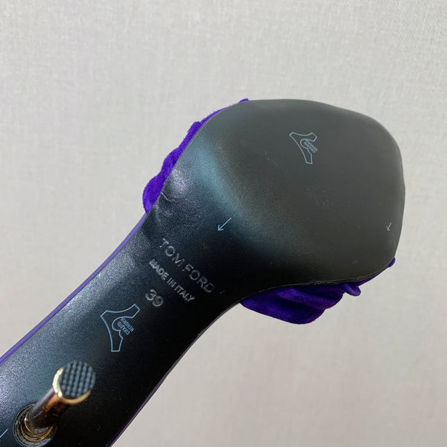 HIGH HEEL MULE 10 CM IN INDIGO PURPLE SUEDE