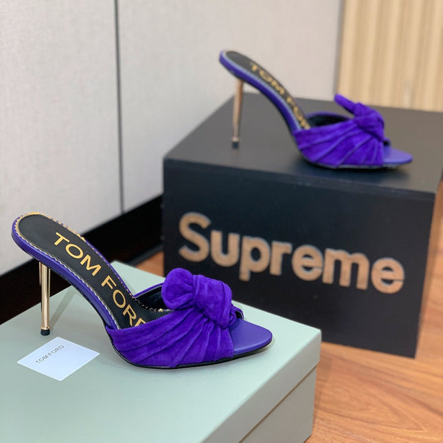 HIGH HEEL MULE 10 CM IN INDIGO PURPLE SUEDE