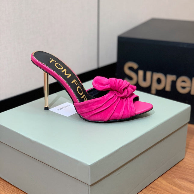 HIGH HEEL MULE 10 CM IN BRIGHT PINK SUEDE