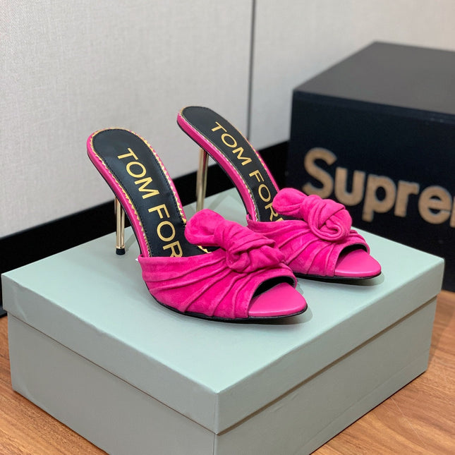 HIGH HEEL MULE 10 CM IN BRIGHT PINK SUEDE