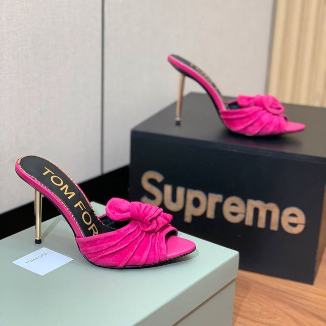 HIGH HEEL MULE 10 CM IN BRIGHT PINK SUEDE