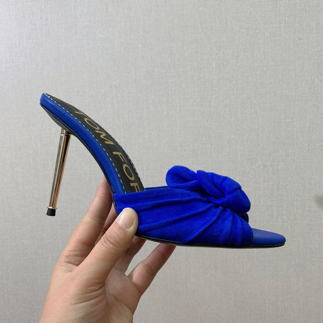 HIGH HEEL MULE 10 CM IN COBALT BLUE SUEDE