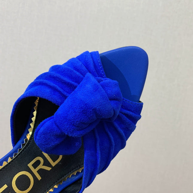 HIGH HEEL MULE 10 CM IN COBALT BLUE SUEDE