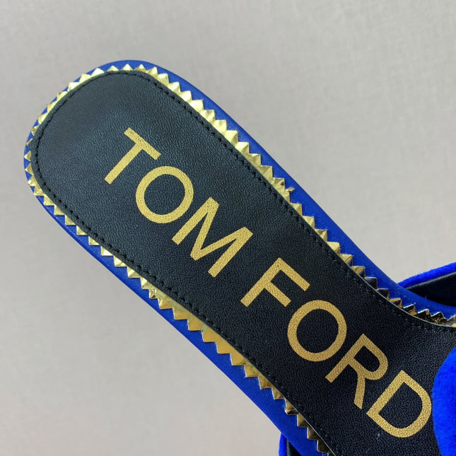 HIGH HEEL MULE 10 CM IN COBALT BLUE SUEDE