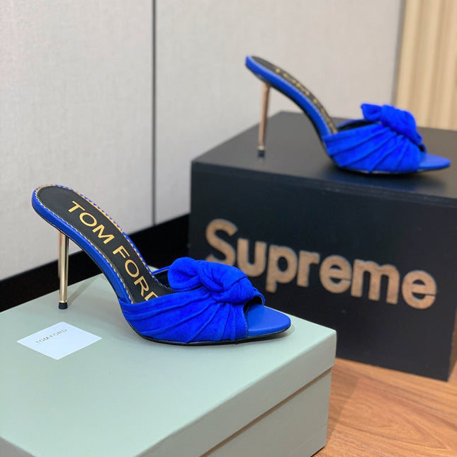 HIGH HEEL MULE 10 CM IN COBALT BLUE SUEDE