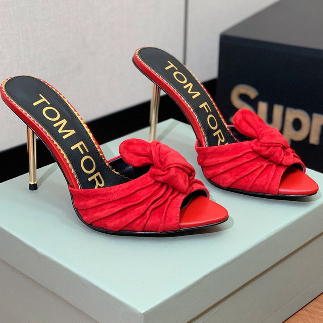 HIGH HEEL MULE 10 CM IN CHERRY RED SUEDE