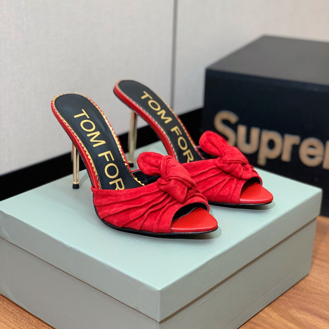 HIGH HEEL MULE 10 CM IN CHERRY RED SUEDE