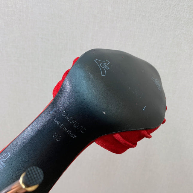 HIGH HEEL MULE 10 CM IN CHERRY RED SUEDE