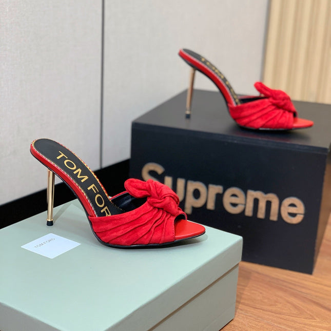 HIGH HEEL MULE 10 CM IN CHERRY RED SUEDE