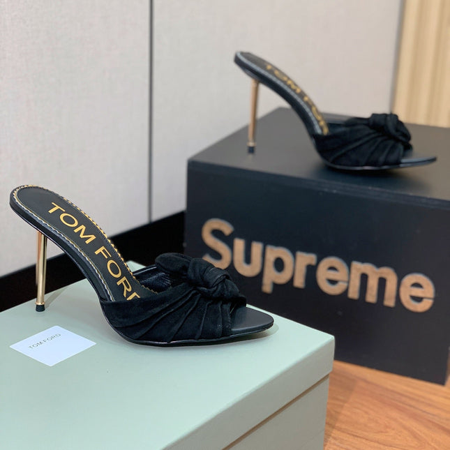 HIGH HEEL MULE 10 CM IN BLACK SUEDE