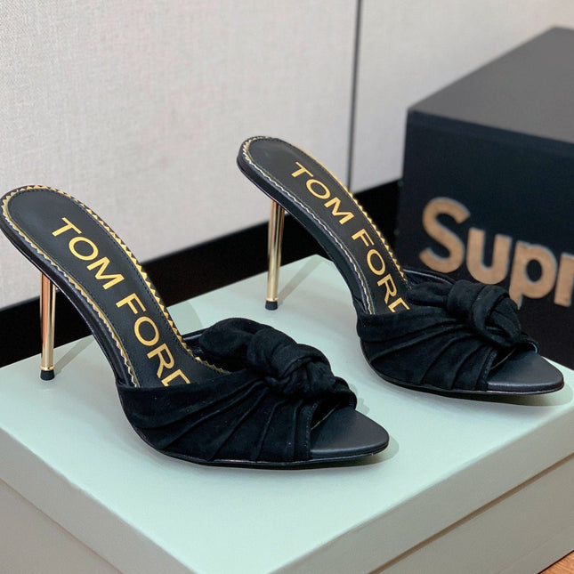 HIGH HEEL MULE 10 CM IN BLACK SUEDE