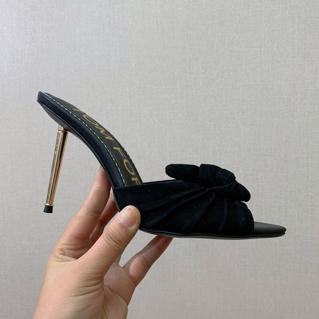 HIGH HEEL MULE 10 CM IN BLACK SUEDE
