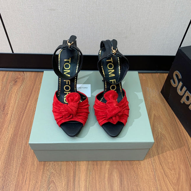 HIGH SANDAL 10 CM IN CHERRY RED SUEDE