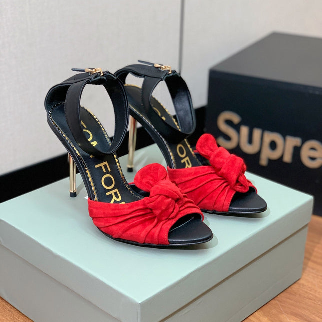 HIGH SANDAL 10 CM IN CHERRY RED SUEDE