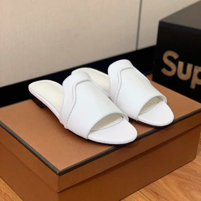 LP HIGHT TOP FLAT SLIPPERS WHITE CALFSKIN