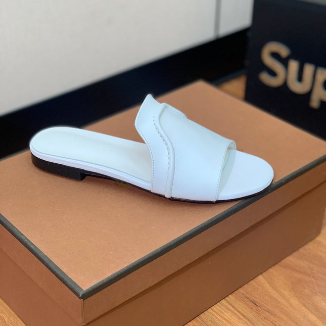 LP HIGHT TOP FLAT SLIPPERS WHITE CALFSKIN