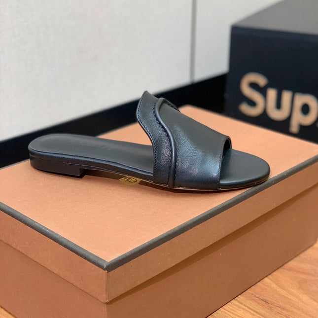 LP HIGHT TOP FLAT SLIPPERS BLACK CALFSKIN