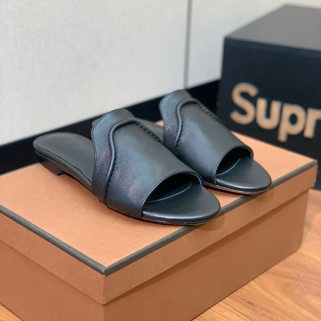 LP HIGHT TOP FLAT SLIPPERS BLACK CALFSKIN