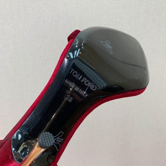 ANKLE SANDAL 10 CM IN CRIMSON RED VELVET AND SILK