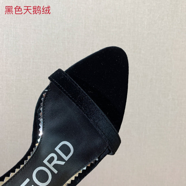 ANKLE SANDAL 10 CM IN BLACK VELVET AND SILK